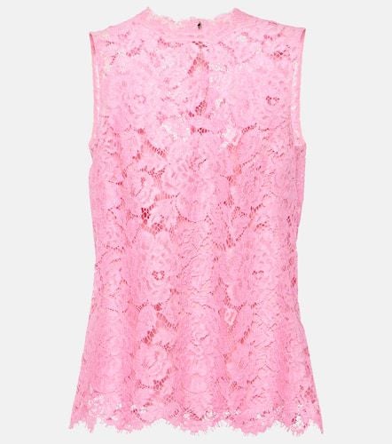 Floral crepe de chine lace top - Dolce&Gabbana - Modalova