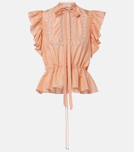 Chloe Ruffled lace-trimmed silk top - Chloe - Modalova