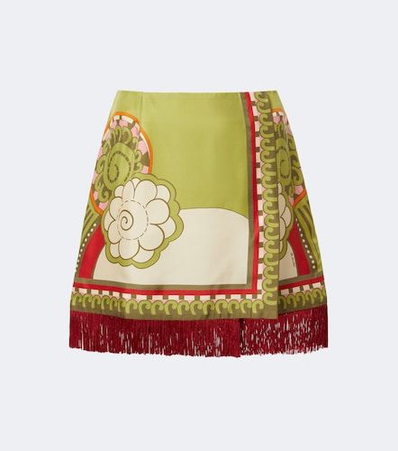 Minifalda de seda estampada con flecos - La DoubleJ - Modalova