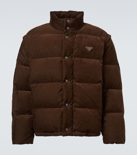 Convertible cotton corduroy down jacket - Prada - Modalova