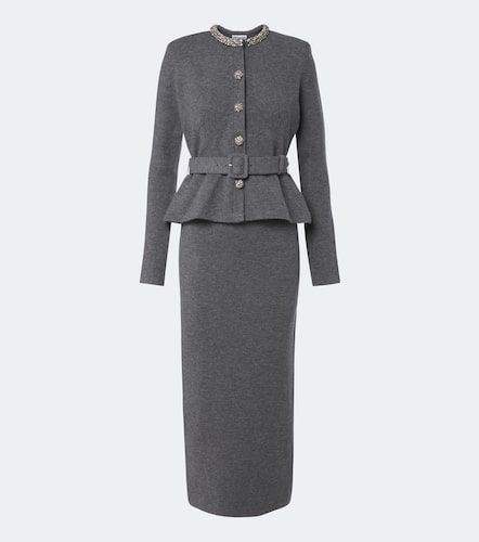 Peplum wool and cotton-blend midi dress - Self-Portrait - Modalova