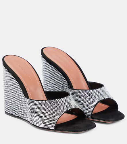 Lupita embellished suede wedge mules - Amina Muaddi - Modalova