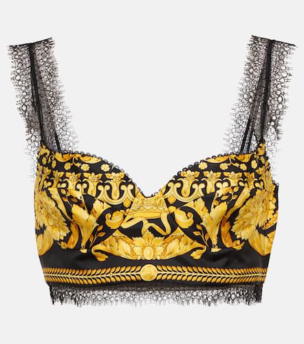 Barocco silk lace-trimmed crop top - Versace - Modalova