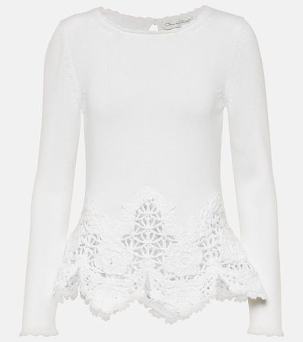 Pullover in cotone con pizzo - Oscar de la Renta - Modalova