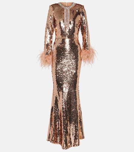 Sequined feather-trimmed gown - Self-Portrait - Modalova