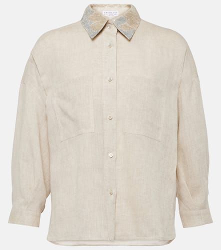 Embellished linen shirt - Brunello Cucinelli - Modalova