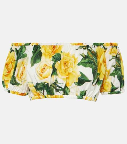 Floral off-shoulder cotton crop top - Dolce&Gabbana - Modalova