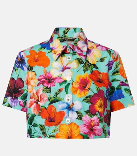 Camisa cropped de algodón estampada - Dolce&Gabbana - Modalova