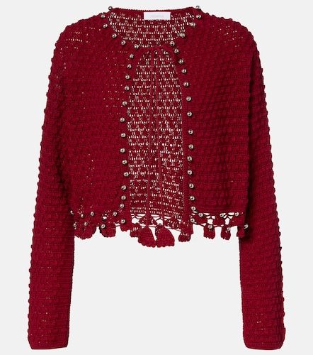 Cardigan in cotone crochet con borchie - Rabanne - Modalova