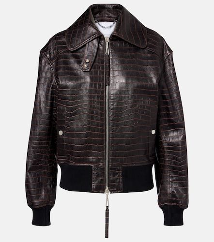 Croc-effect leather blouson jacket - Rabanne - Modalova