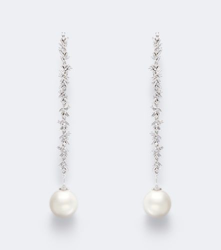 Orecchini pendenti in oro 18kt con diamanti e perle - Suzanne Kalan - Modalova