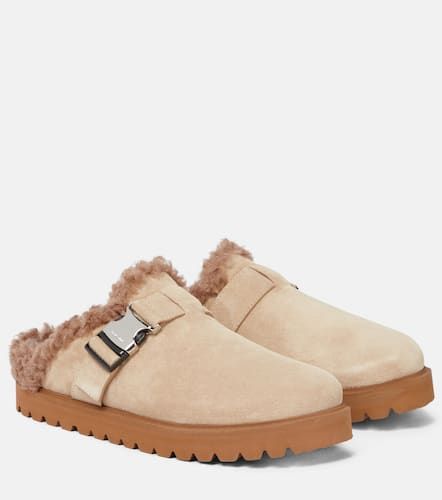 Mon suede and faux shearling slippers - Moncler - Modalova