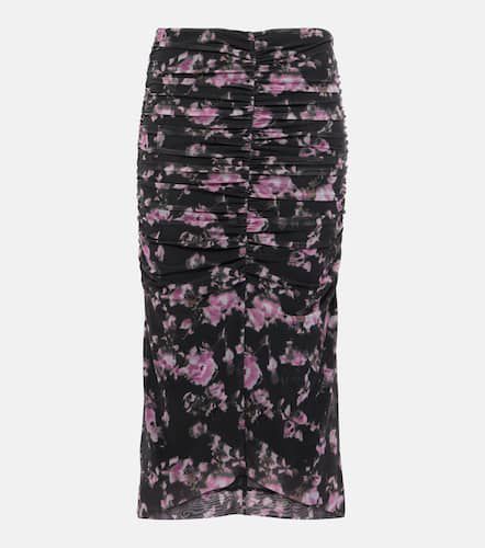 Ganni Floral ruched mesh midi skirt - Ganni - Modalova