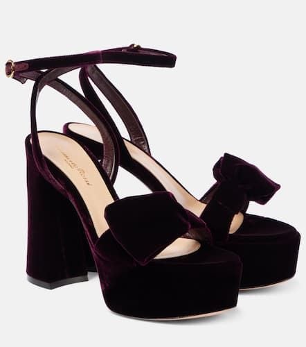 Bow-detail velvet platform sandals - Gianvito Rossi - Modalova