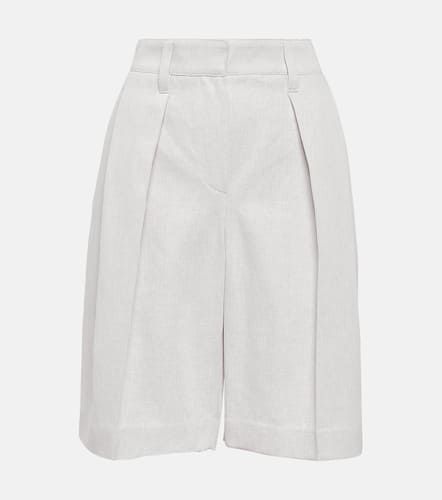 Pleated cotton and linen Bermuda shorts - Brunello Cucinelli - Modalova