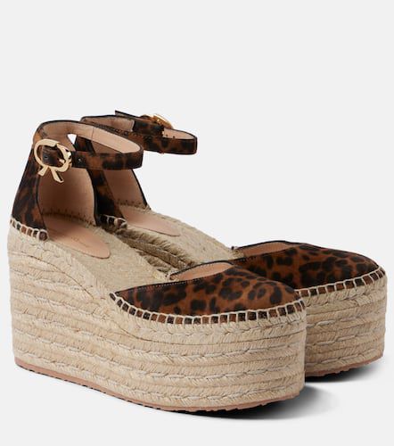 Bedruckte Espadrille-Wedges aus Veloursleder - Gianvito Rossi - Modalova