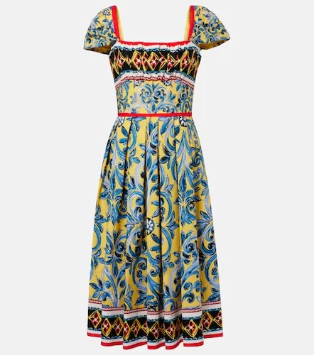 Pleated printed midi dress - Dolce&Gabbana - Modalova