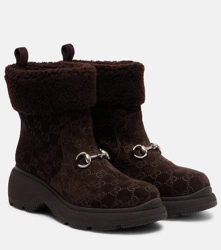 Ankle Boots Horsebit GG aus Veloursleder - Gucci - Modalova
