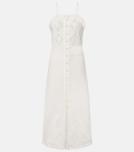 Vestido midi Nelsane de algodón y lino con croché - Isabel Marant - Modalova