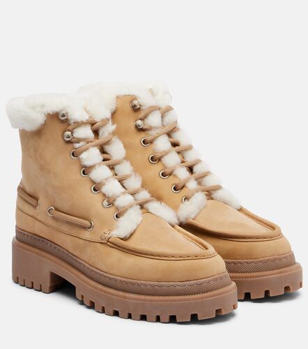 Shearling-lined suede lace-up boots - Yves Salomon - Modalova
