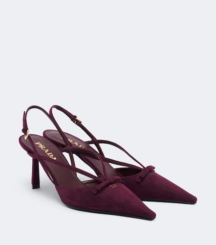Pumps slingback in suede con fiocco - Prada - Modalova