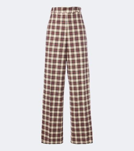 Plaid cotton flannel wide-leg pants - Dries Van Noten - Modalova