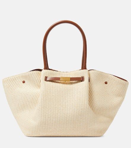 New York leather-trimmed raffia tote bag - DeMellier - Modalova