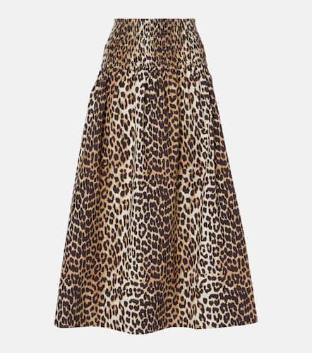 Leopard-print cotton maxi skirt - Ganni - Modalova