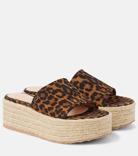 Leopard-print suede espadrille slides - Gianvito Rossi - Modalova