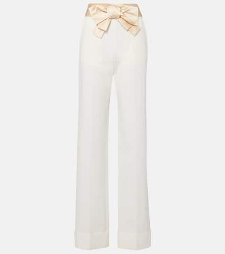High-rise cotton and linen straight pants - Valentino - Modalova