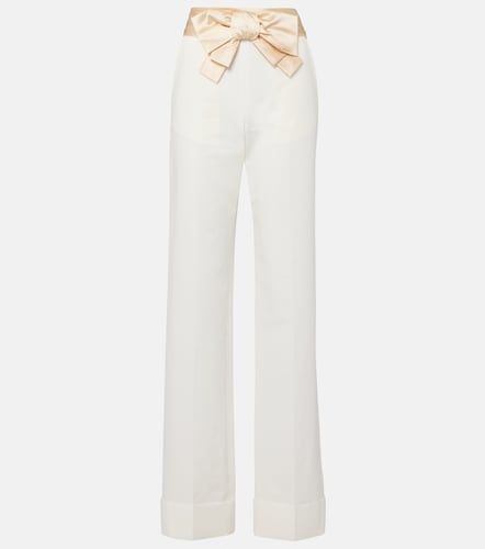Pantalones rectos de algodón y lino - Valentino - Modalova
