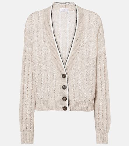 Striped linen-blend cardigan - Brunello Cucinelli - Modalova