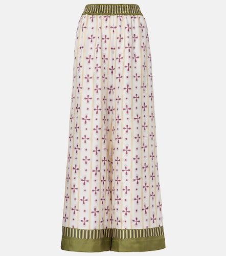 Printed silk twill palazzo pants - La DoubleJ - Modalova