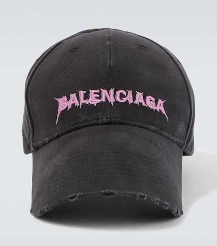 Cappello da baseball in cotone distressed con logo - Balenciaga - Modalova