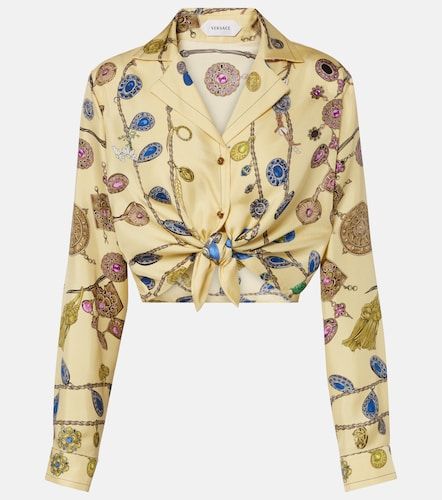 Camisa de sarga de seda estampada - Versace - Modalova