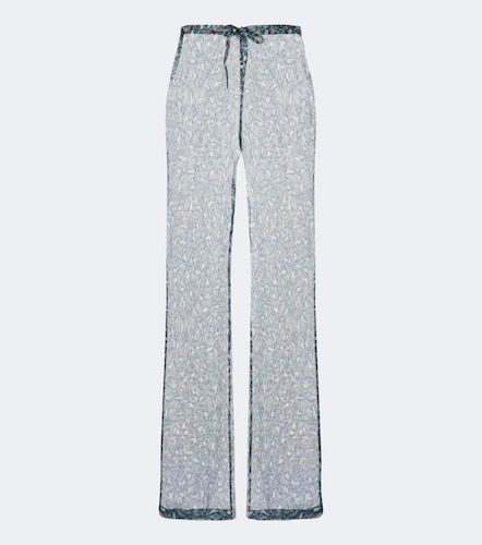 Printed sheer silk wide-leg pants - Dries Van Noten - Modalova