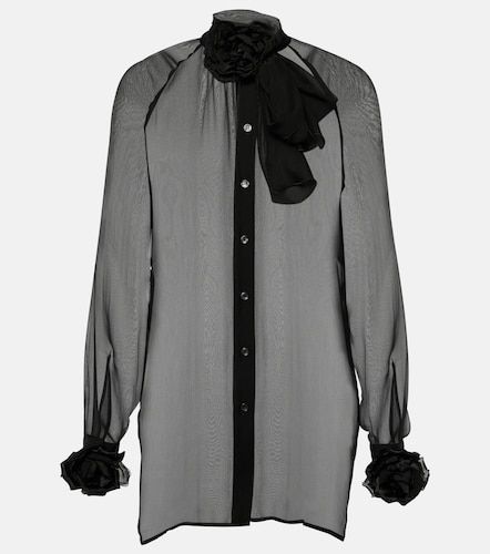 Blusa de seda con apliques florales - Dolce&Gabbana - Modalova