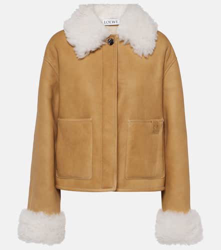 Shearling-trimmed leather jacket - Loewe - Modalova