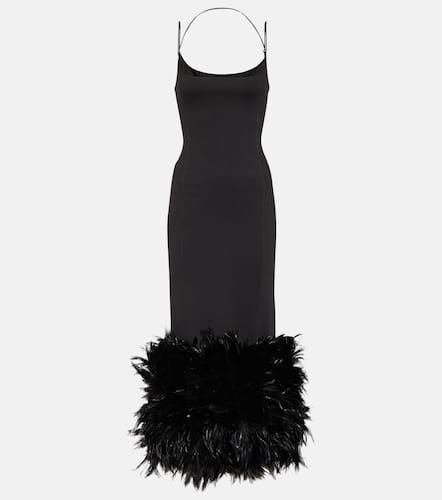 Feather-trimmed jersey maxi dress - The Attico - Modalova