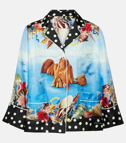 Camicia Capri in satin di seta con stampa - Dolce&Gabbana - Modalova