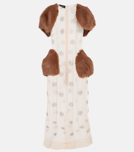 Faux fur-trimmed embellished sheer midi dress - Simone Rocha - Modalova