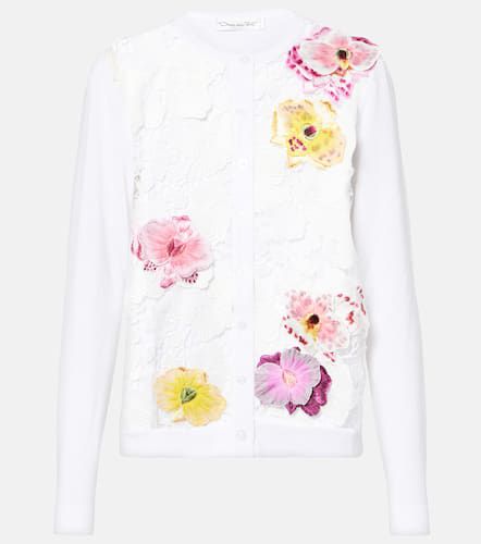 Floral-appliquÃ© cotton-blend cardigan - Oscar de la Renta - Modalova