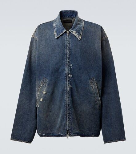 Chaqueta en denim con efecto desgastado - Balenciaga - Modalova