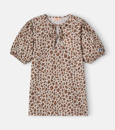 Abito in cotone con stampa leopardata e fiocco - Tinycottons - Modalova