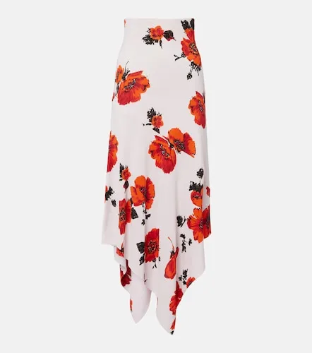 Floral asymmetric jersey midi skirt - Alaia - Modalova