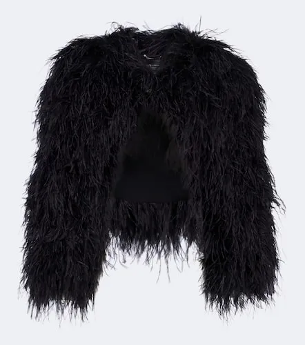 Cropped feather silk-blend jacket - Dolce&Gabbana - Modalova