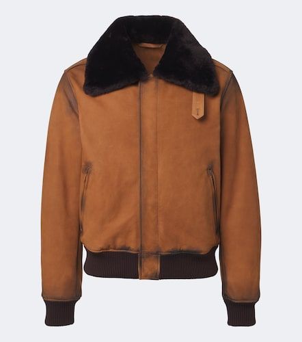 Shearling-trimmed leather blouson jacket - Acne Studios - Modalova