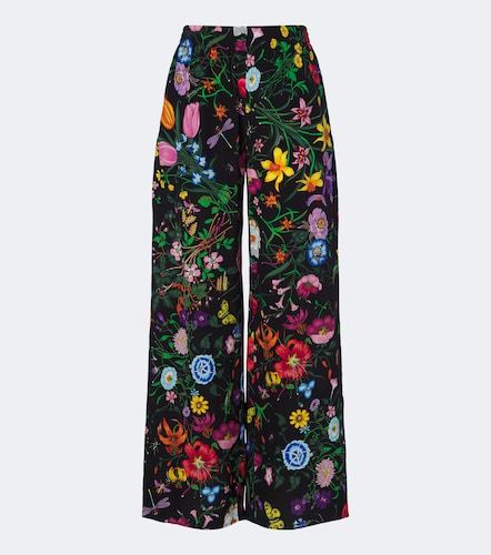 Flora silk twill palazzo pants - Gucci - Modalova