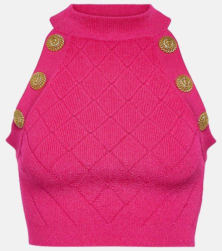 Top de punto de cuello halter adornado - Balmain - Modalova