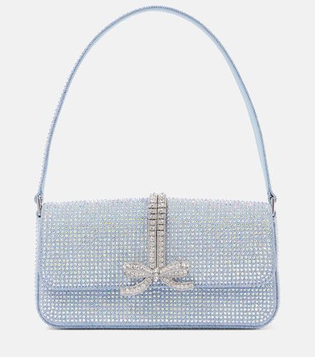 Bow-detail embellished denim shoulder bag - Self-Portrait - Modalova